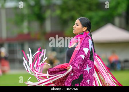 Pow Wow Dancers, National Indigenous Peoples Day, Vancouver, British Columbia, Kanada Stockfoto