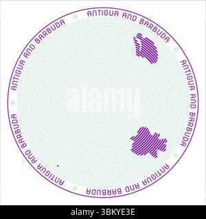 Rundes Logo von Antigua und Barbuda. Ländliche Form von Ringen. Antigua und Barbuda schreiben im ganzen Land. Vektorabbildung. Stock Vektor