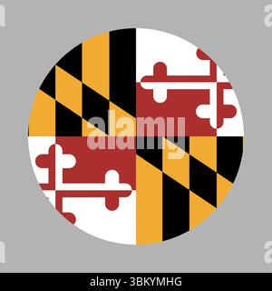 Runde Flagge von Maryland. Kreisflagge des Bundesstaates Maryland. Stock Vektor