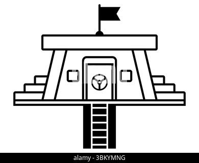 Bunker schwarz Symbol. Bild eines Bombenschutzbunkers auf weißem Hintergrund. Flache Vektor-Illustration. Stock Vektor