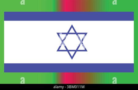Moderner farbenfroher Verlauf israelischer Flaggenvektor mit Stern von David und kräftigen blauen Balken für Dekoration Stock Vektor