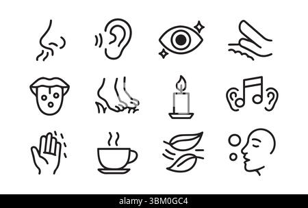 Die fünf Sinne erkunden eine illustrative Reise durch die Wahrnehmung Stock Vektor