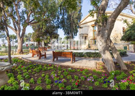 Malta, Valletta. Obere Barrakka-Gärten. Malta Stock Exchange. Stockfoto