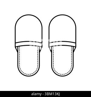 Symbol für Hausschuhe. Reiseindustrie. Hotel, SPA-Einrichtung. Paar Hausschuhe zum Schlafengehen. Home Relaxing Konzept. Ein Paar Hallenschuhe. Vektor Stock Vektor