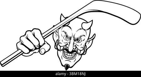 Teufel Satan Eishockey Sport Maskottchen Cartoon Stock Vektor
