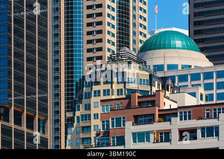 Nahaufnahme der Innenstadt von Seattle, Washington State, USA. Stockfoto