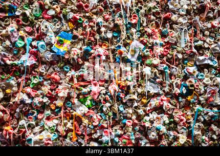 Gum Wall in Post Alley, Pike Place Market, Seattle, Washington State, USA. Stockfoto