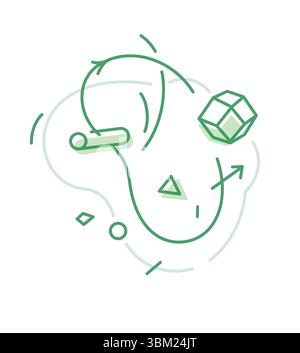 Abbildung von linearen geometrischen Formen. Vektor. Abstrakte Komposition. Bilder für den Hintergrund. Ein einfaches Muster. Hintergrund für Konstruktionsprojekte. Stock Vektor