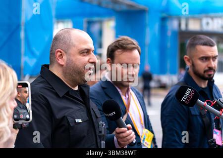 DEN HAAG, NIEDERLANDE - 24. JUNI: Ukrainischer Verteidigungsminister Rustem Umerov spricht während des Eröffnungstages des Nordatlantikvertrags-Organisation-Gipfels am 24. Juni 2025 auf dem Weltforum in den Haag, Niederlande. (Foto: Joris Verwijst/Orange Pictures) Stockfoto
