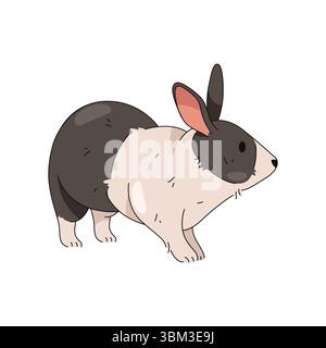 Osterhase oder Kaninchen Tier. Vektor-Cartoon Wald oder Waldhase, Holz Pflanzenfresser Säugetier. Natursymbol und Zoologiemblem. Haustier auf dem Bauernhof oder Frühlingsferienschild. Sitzende Wiesenfauna. Biologiepapier. Stock Vektor