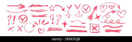 Handgezeichnete Doodle-Elemente für kreative Anmerkungen und dekorative Verwendung in Designs Stock Vektor