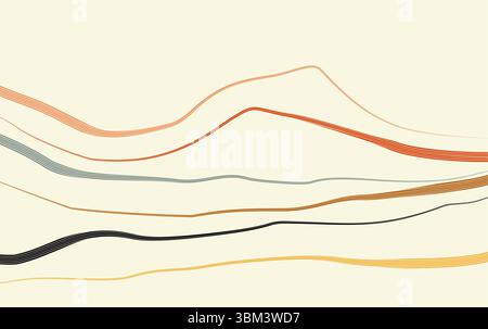 Luxus Line Art Berghintergrund. Landschaft Bergtapete mit einfachem Linienvektor Stock Vektor