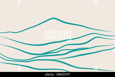 Landschaft Tapetendesign mit grünen Berglinien Kunst. Luxuriöses Berghintergrund Design für Abdeckung. Stock Vektor