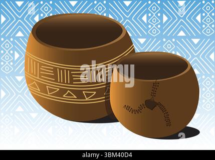 Afrika Calabash Bogolan Stock Vektor