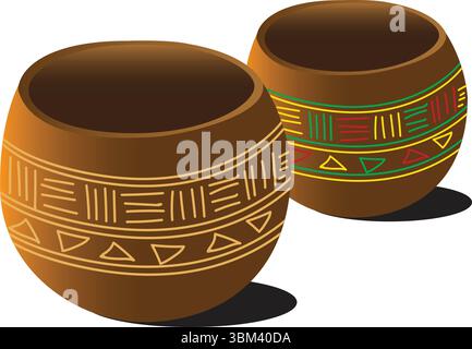 Afrika Calabash Bogolan Stock Vektor