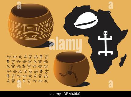 Afrika Calabash Bogolan Stock Vektor