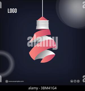 Idee für Glühbirnenkonzept, soziale Medien, kreative Designvorlage mit dunklem Hintergrund Stock Vektor