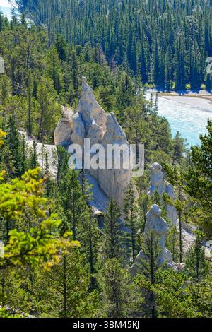 Hoodoos im Bow River Valley im Banff National Park, Alberta, Kanada Stockfoto