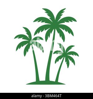 Flacher Vektor der grünen Palme für Sommer- und Reisekonzepte Stock Vektor