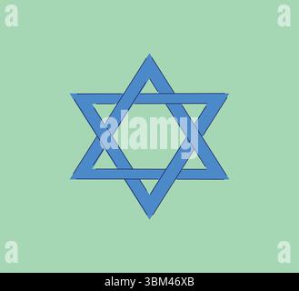 Ein wunderschön gestaltetes Star of David-Symbol, das gut sichtbar auf einem leuchtend grünen Hintergrund dargestellt wird Stock Vektor