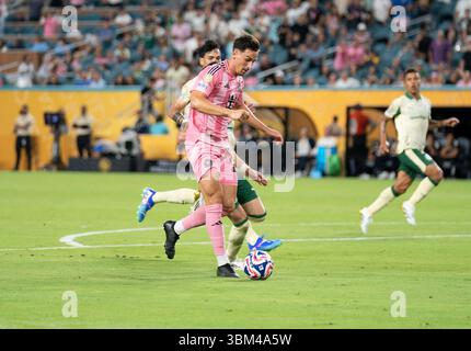 Miami Gardens, Vereinigte Staaten. Juni 2025. Leo Afonso (Inter Miami, #22) FIFA Club-Weltmeisterschaft: Inter Miami CF - SE Palmeiras 23.06.2025, FIFA Club-Weltmeisterschaft: Inter Miami CF - SE Palmeiras im Hard Rock Stadium, Miami Gardens, Florida, USA/dpa/Alamy Live News Stockfoto