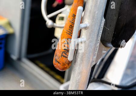 Ganges, Salt Spring Island - 1. September 2019: Nahaufnahmen von Ködern und Angelausrüstung auf einem Boot in Gangles auf Salt Spring Island Stockfoto