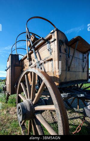 Ein antiker Pferdewagen in Almo, Idaho. USA Stockfoto