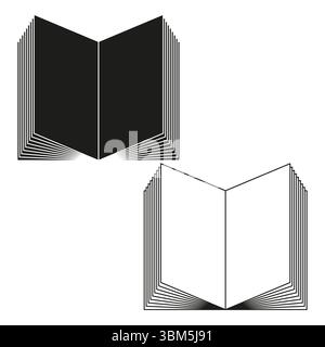 Schwarzes Buch öffnen. Modell für leere Seiten. Realistische Vektordarstellung. Symbol für Bildungswissen. Stock Vektor