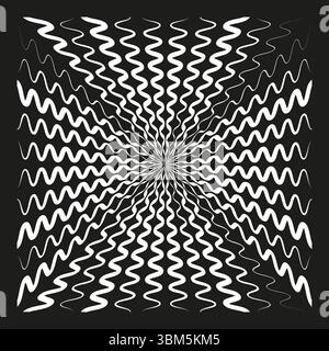Kreuzoptische Illusion. Schwarzweißes Muster. Geometrisches hypnotisches Design. Abstrakter Vektorhintergrund Stock Vektor