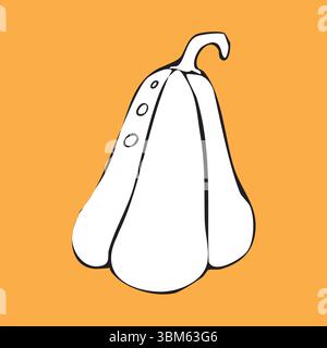 Handgezeichnete Illustration eines Kürbis im Doodle-Stil in schwarzer Tinte. Stock Vektor