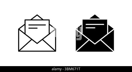 Schlankes Design mit Symbolen für E-Mail-Anwendungen und Websites. Stock Vektor