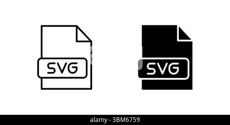 Symbolsatz für technische SVG-Dateidokumente für Vektorgrafiken, Webentwicklung und skalierbare Bilder. Nützlich für Codierung und digitales Design. Stock Vektor