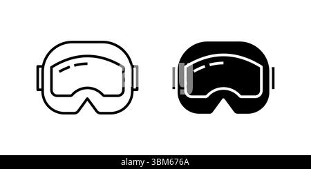 Klassische Skibrillen für Wintersportarten, Skifahren und Aktivitäten im Schnee. Perfekt für Freizeitaktivitäten, Abenteuer und kaltes Wetter. Stock Vektor