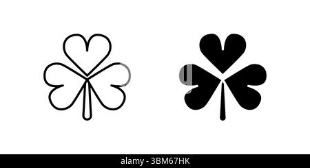 Einfache drei Blätter Kleeblatt Symbol für Glück, Charme und Natur. Perfekt für St. Patrick's Day und Glücksbringer. Stock Vektor