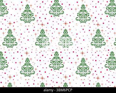 Weihnachtstapete mit Neujahrsthema Vektor-Illustration Weihnachten nahtloses Muster für Hintergrund, Tapete, Verpackung und Textil. Stockfoto