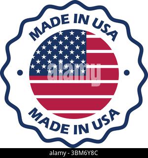Made in USA Stempelset – amerikanisches Produktetikett, Logo, Emblem und Siegelvektor Made in USA Aufkleber Etikettenstempel Stock Vektor