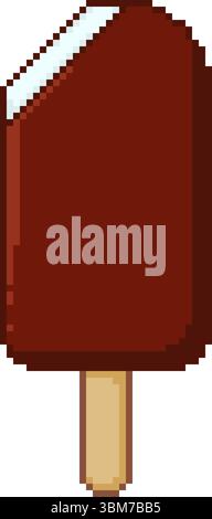 Gebissener Schokoladenpopsicle im Pixel-Art-Stil, Vektor-Illustration Stock Vektor