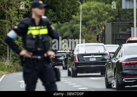 Juni 2025. DEN HAAG - Trump reiste zum NATO-Gipfel in Hofstad. Die Niederlande veranstalten zum ersten Mal in der Geschichte der NATO einen NATO-Gipfel. ANP LAURENS VAN PUTTEN netherlands Out - belgien Out Credit: ANP/Alamy Live News Stockfoto