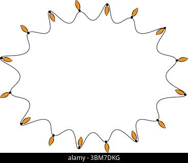 Glasgirlande oval Rahmenschablone. Abbildung der grafischen Vektorfarbe. Frohe Weihnachtsgrußkarte. Frohes neues Jahr. Festliches, helles Design. X Stock Vektor