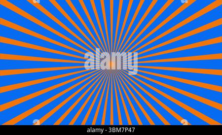 Abstrakte radiale optische Illusion mit blauen und orangen konzentrischen Linien Stock Vektor