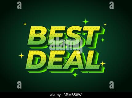 Bestes Angebot. Leuchtend grüner Werbetext mit auffälligem Lagenlook Stock Vektor