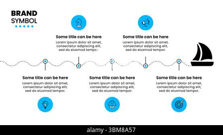 Infografik-Vorlage mit Symbolen und 5 Optionen oder Schritten. Boot. Kann für Workflow-Layout, Diagramm, Banner und Webdesign verwendet werden. Vektorabbildung Stock Vektor