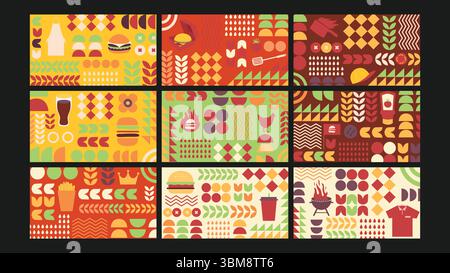 Grill und Burger Hintergrund Set Stock Vektor