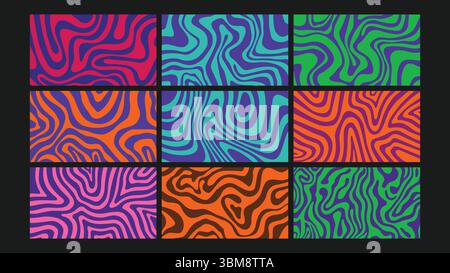 Hintergrundset für leuchtende flüssige Konturen Stock Vektor