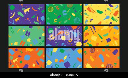 Farbenfrohe Sommer-Getränk-Hintergrund-Set Stock Vektor