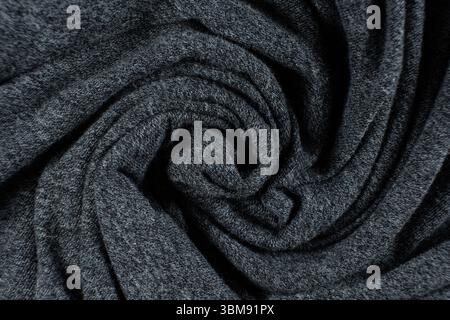 Grauer Abstrakter Stoffhintergrund, Baumwoll-Polyester-Mischung. Stockfoto