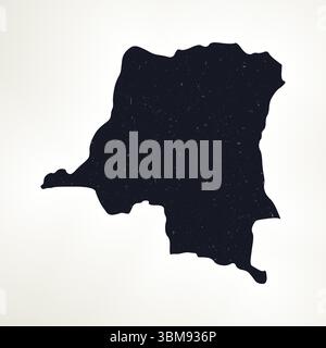 DR Congo-Form auf verlaufendem Hintergrund. Landkarte mit Kratzstruktur. DR. Congo lebendiges Poster. Erstaunliche Vektorillustration. Stock Vektor