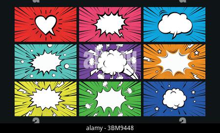 Comic Explosion Sprechblase Hintergrund Set Stock Vektor