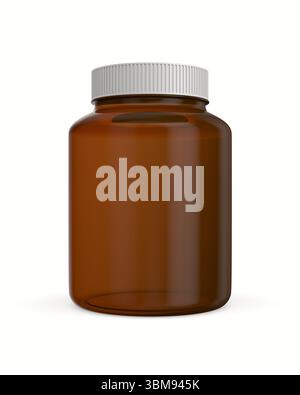 Gläser Medizinflasche auf weißem Hintergrund. Isolierte 3D-Darstellung Stockfoto