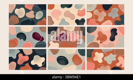 Auffälliges Set mit farbenfrohem Blob-Hintergrund Stock Vektor